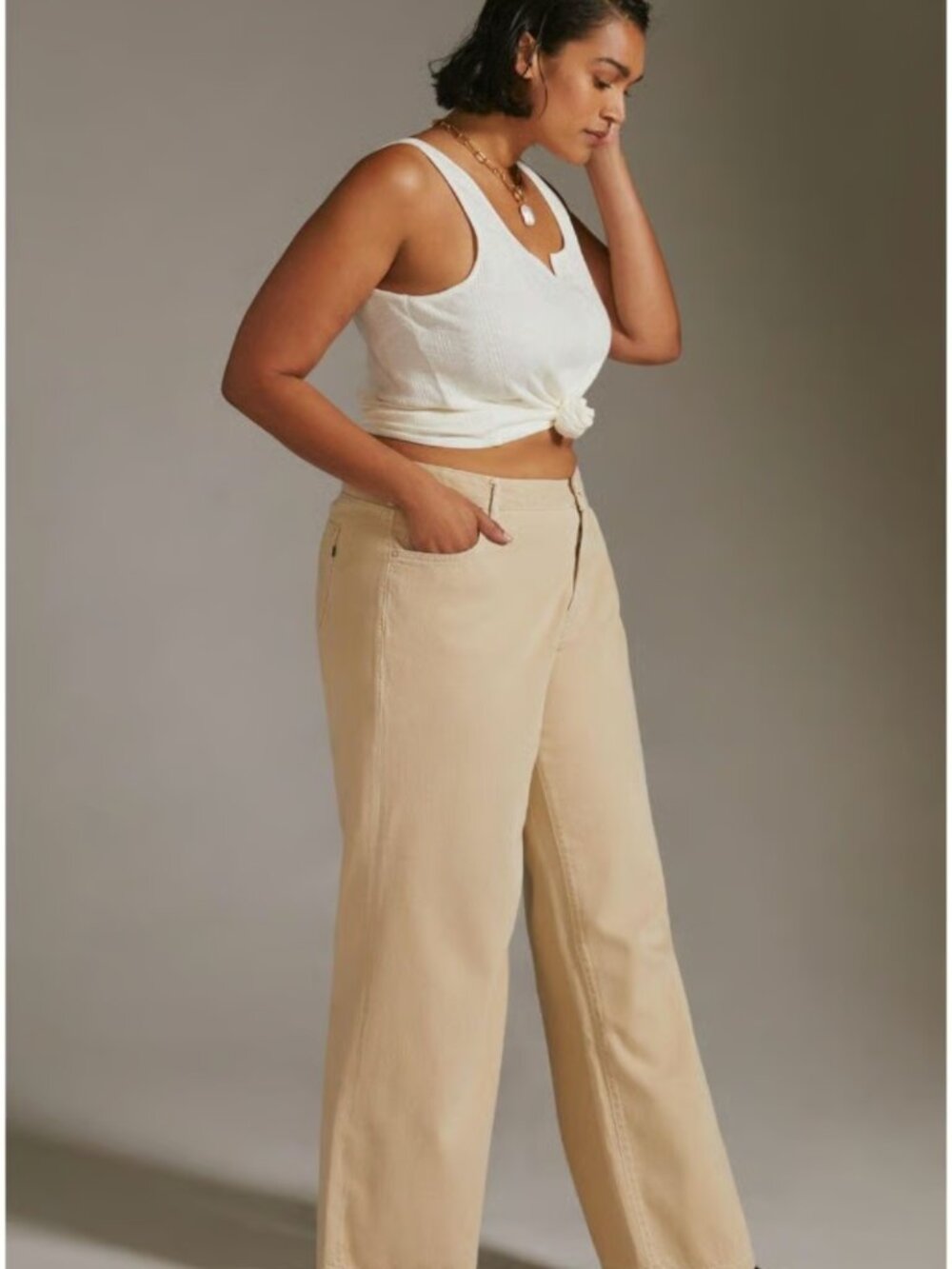 Anthropologie Pilcro The Annie Wide Leg Jeans 29 Natural Khaki Baggy High Rise - Picture 3 of 9